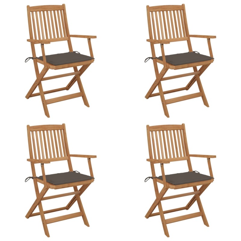 vidaXL Klappbare Gartenstühle 4 Stk. mit Kissen Massivholz Akazie vidaXL Klappbare Gartenstühle 4 Stk. mit Kissen Massivholz Akazie