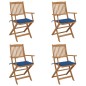 vidaXL Klappbare Gartenstühle 4 Stk. mit Kissen Massivholz Akazie vidaXL Klappbare Gartenstühle 4 Stk. mit Kissen Massivholz Akazie