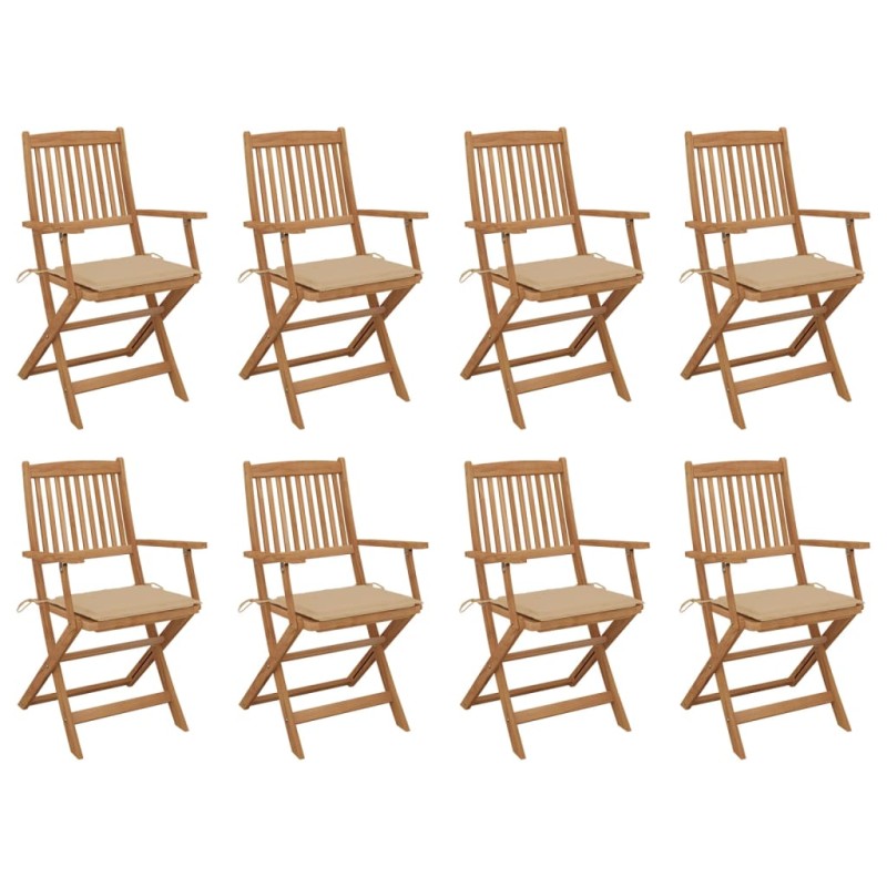 vidaXL Klappbare Gartenstühle mit Kissen 8 Stk. Massivholz Akazie vidaXL Klappbare Gartenstühle mit Kissen 8 Stk. Massivholz Akazie