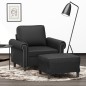 vidaXL Sessel mit Hocker Schwarz 60 cm Kunstleder vidaXL Sessel mit Hocker Schwarz 60 cm Kunstleder