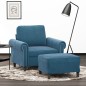 vidaXL Sessel mit Hocker Blau 60 cm Samt vidaXL Sessel mit Hocker Blau 60 cm Samt