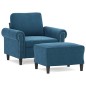 vidaXL Sessel mit Hocker Blau 60 cm Samt vidaXL Sessel mit Hocker Blau 60 cm Samt