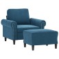 vidaXL Sessel mit Hocker Blau 60 cm Samt vidaXL Sessel mit Hocker Blau 60 cm Samt