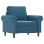 vidaXL Sessel mit Hocker Blau 60 cm Samt vidaXL Sessel mit Hocker Blau 60 cm Samt