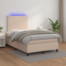 vidaXL Boxspringbett mit Matratze & LED Cappuccino-Braun 120x200cm
