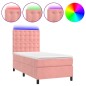 vidaXL Boxspringbett mit Matratze & LED Rosa 90x190 cm Samt vidaXL Boxspringbett mit Matratze & LED Rosa 90x190 cm Samt