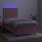 vidaXL Boxspringbett mit Matratze & LED Rosa 90x190 cm Samt vidaXL Boxspringbett mit Matratze & LED Rosa 90x190 cm Samt