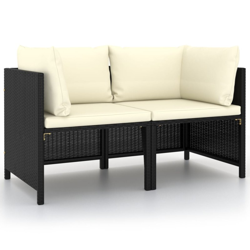 vidaXL 2-Sitzer-Gartensofa mit Kissen Schwarz Poly Rattan vidaXL 2-Sitzer-Gartensofa mit Kissen Schwarz Poly Rattan