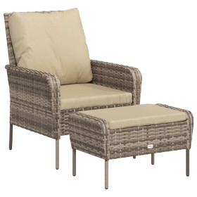 vidaXL Gartenstuhl mit Fußhocker Hellbraun Poly Rattan