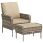 vidaXL Gartenstuhl mit Fußhocker Hellbraun Poly Rattan vidaXL Gartenstuhl mit Fußhocker Hellbraun Poly Rattan