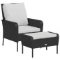 vidaXL Gartenstuhl mit Fußhocker Schwarz Poly Rattan vidaXL Gartenstuhl mit Fußhocker Schwarz Poly Rattan