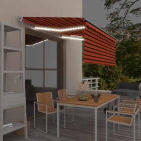 vidaXL Markise Manuell Einziehbar mit Rollo & LED 3x2,5 m Orange Braun  