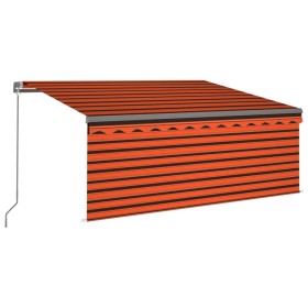 vidaXL Markise Manuell Einziehbar mit Rollo & LED 3x2,5 m Orange Braun  