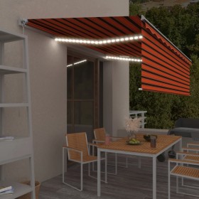 vidaXL Markise Manuell Einziehbar mit Rollo & LED 5x3 m Orange & Braun