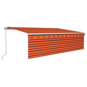vidaXL Markise Manuell Einziehbar mit Rollo & LED 5x3 m Orange & Braun