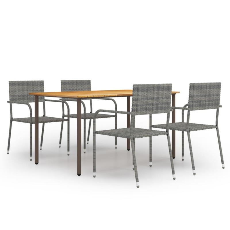 5-tlg. Garten-Essgruppe Poly Rattan Anthrazit 5-tlg. Garten-Essgruppe Poly Rattan Anthrazit