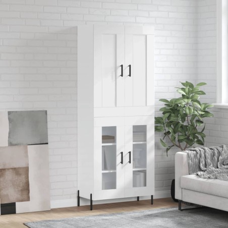vidaXL Highboard Hochglanz-Weiß 69,5x34x180 cm Holzwerkstoff