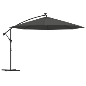 vidaXL Ampelschirm mit LED-Leuchten und Metall-Mast 350 cm Antrazit