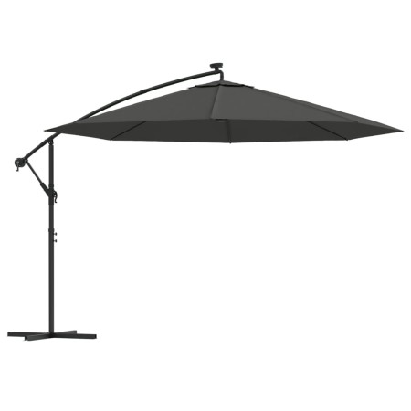 vidaXL Ampelschirm mit LED-Leuchten und Metall-Mast 350 cm Antrazit