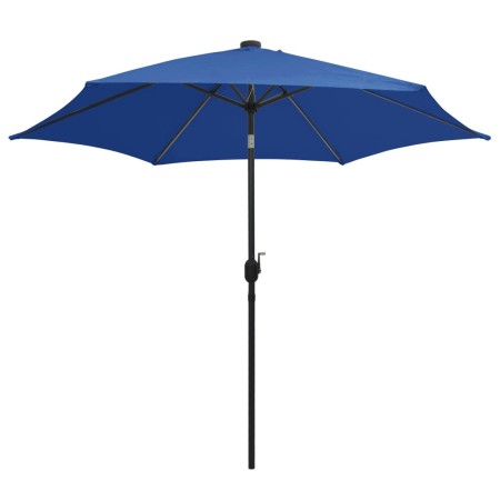 vidaXL Sonnenschirm mit LED-Beleuchtung und Alu-Mast 300 cm Azurblau