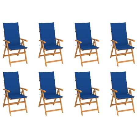 Garten-Liegestühle mit Kissen 8 Stk. Massivholz Teak