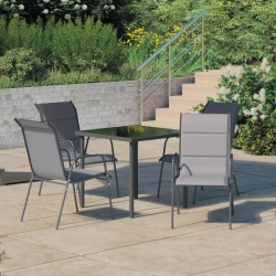 vidaXL 5-tlg. Garten-Essgruppe Stahl Anthrazit