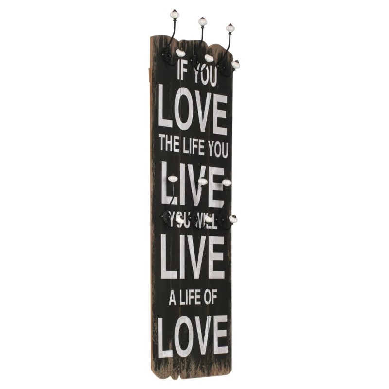 vidaXL Wandgarderobe mit 6 Haken 120 x 40 cm "LOVE LIVE" vidaXL Wandgarderobe mit 6 Haken 120 x 40 cm "LOVE LIVE"