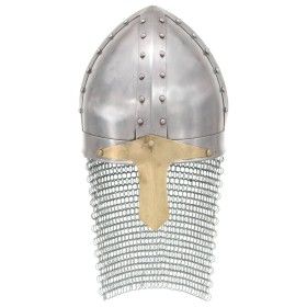 vidaXL Kreuzritter-Helm Antik Replik LARP Silbern Stahl 