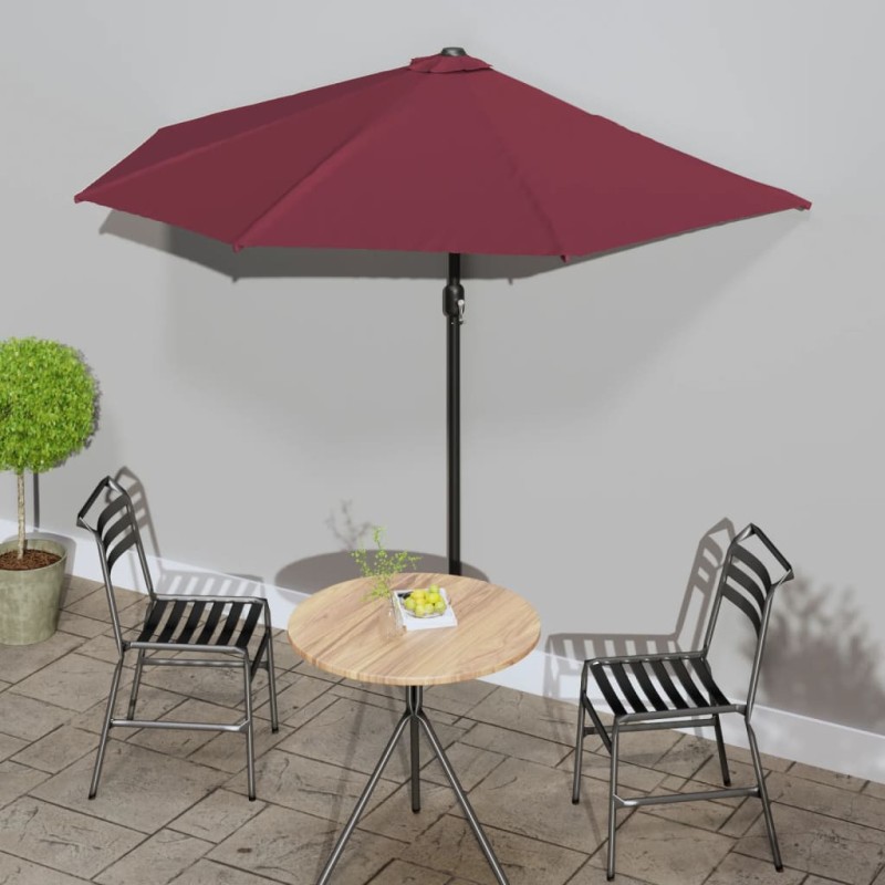 vidaXL Balkon-Sonnenschirm Alu-Mast Bordeauxrot 270x144x222cm Halbrund vidaXL Balkon-Sonnenschirm Alu-Mast Bordeauxrot 270x144x222cm Halbrund