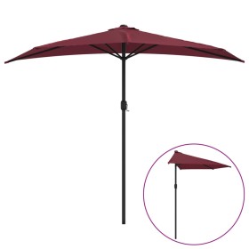 vidaXL Balkon-Sonnenschirm Alu-Mast Bordeauxrot 270x144x222cm Halbrund