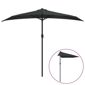vidaXL Balkon-Sonnenschirm Alu-Mast Schwarz 270x144x222cm Halbrund