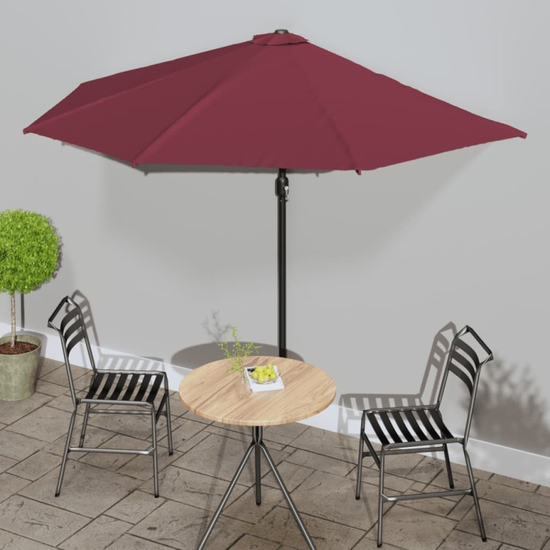 vidaXL Balkon-Sonnenschirm Alu-Mast Bordeauxrot 300x155x223cm Halbrund vidaXL Balkon-Sonnenschirm Alu-Mast Bordeauxrot 300x155x223cm Halbrund