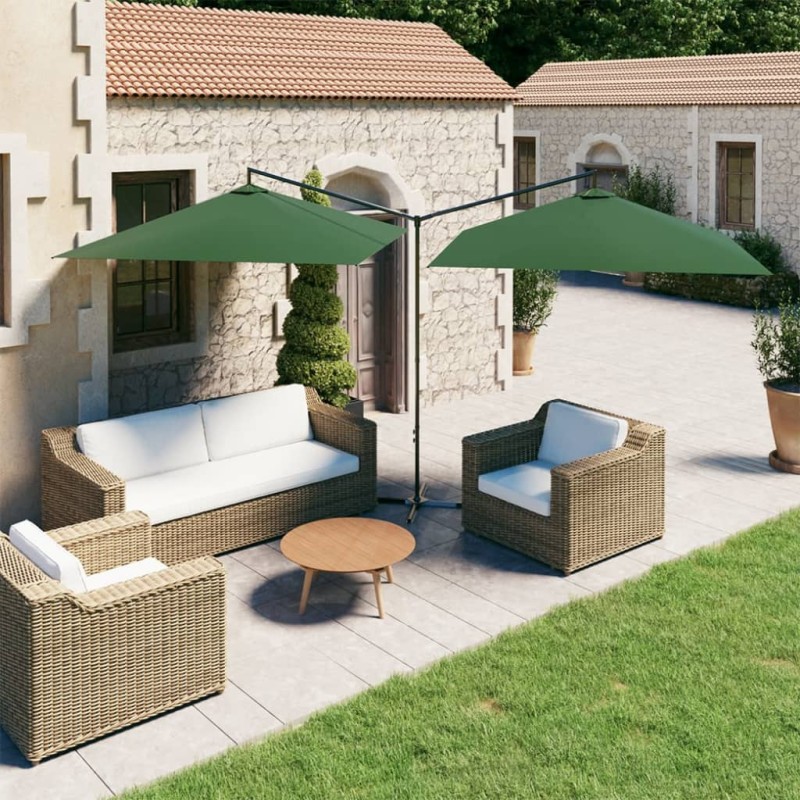 vidaXL Doppel-Sonnenschirm mit Stahlmast Grün 600x300 cm vidaXL Doppel-Sonnenschirm mit Stahlmast Grün 600x300 cm
