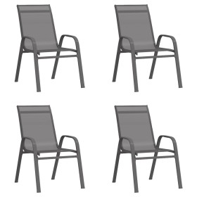 vidaXL Stapelbare Gartenstühle 4 Stk. Grau Textilene