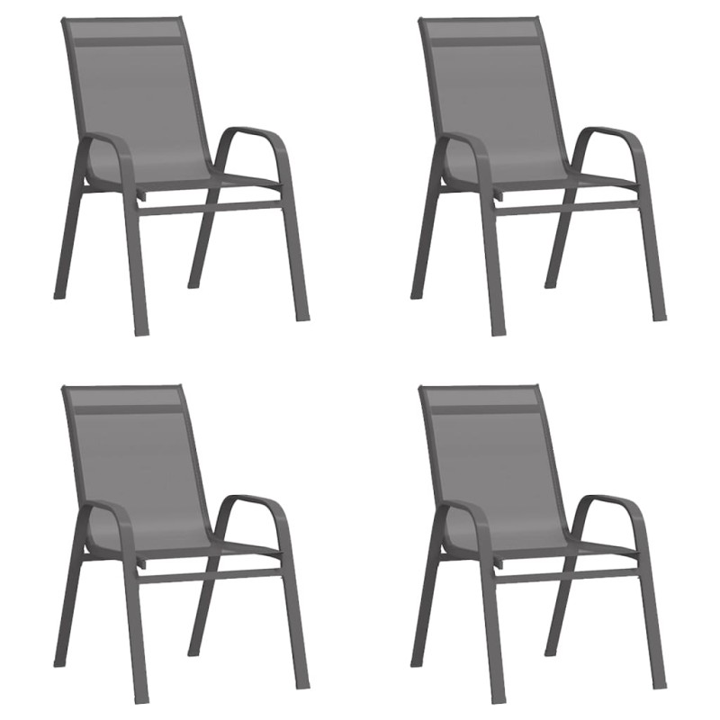 vidaXL Stapelbare Gartenstühle 4 Stk. Grau Textilene vidaXL Stapelbare Gartenstühle 4 Stk. Grau Textilene