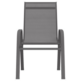 vidaXL Stapelbare Gartenstühle 4 Stk. Grau Textilene