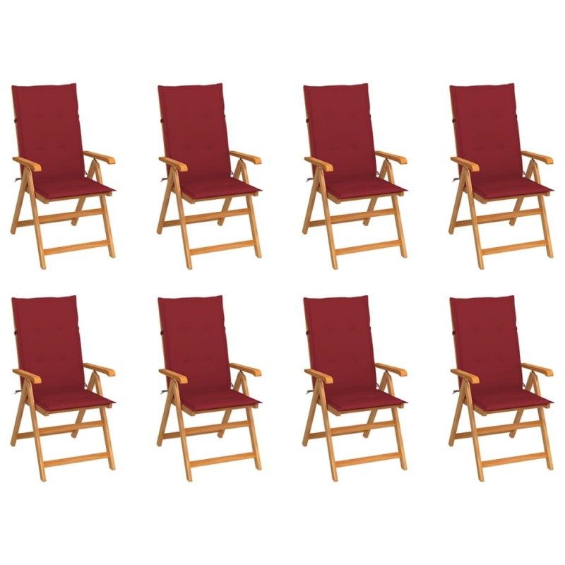 vidaXL Verstellbare Gartenstühle mit Auflagen 8 Stk. Massivholz Teak vidaXL Verstellbare Gartenstühle mit Auflagen 8 Stk. Massivholz Teak