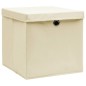 vidaXL Aufbewahrungsboxen mit Deckeln 4 Stk. 28x28x28 cm Creme vidaXL Aufbewahrungsboxen mit Deckeln 4 Stk. 28x28x28 cm Creme