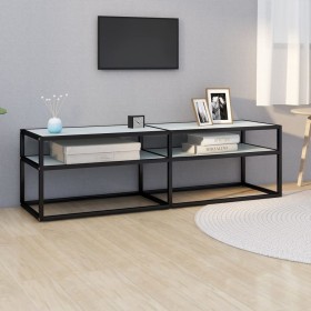 vidaXL TV-Schrank Weiß Marmor-Optik 140x40x40,5 cm Hartglas