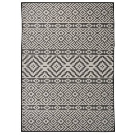 vidaXL Outdoor-Teppich Flachgewebe 200x280 cm Schwarz Gestreift