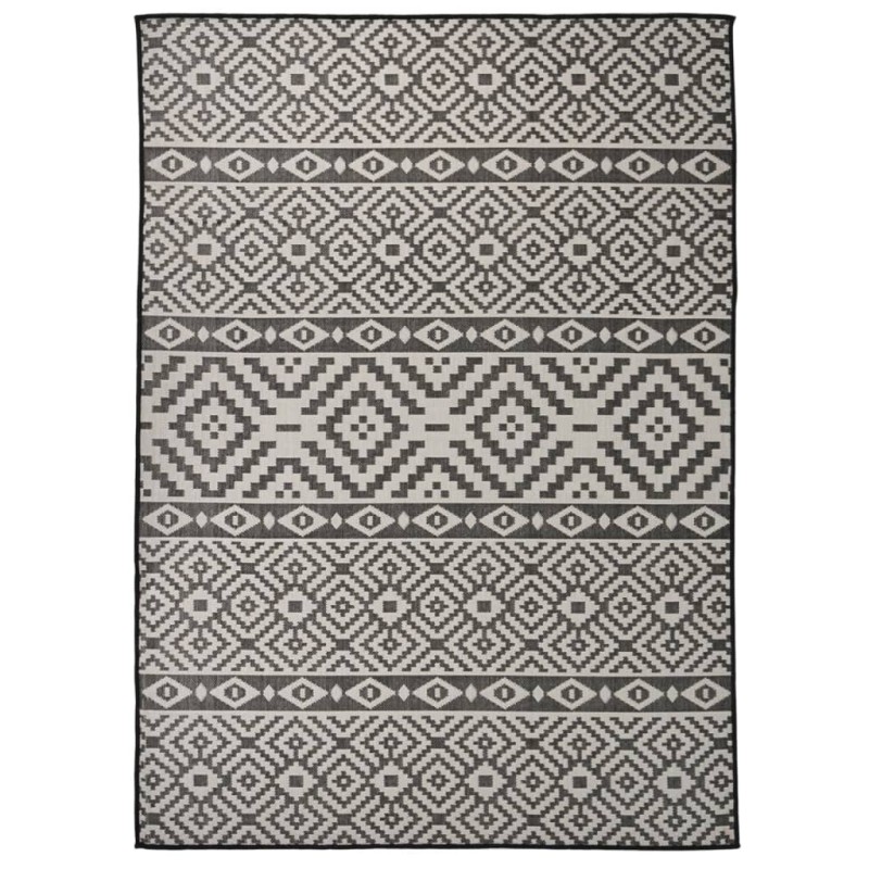 vidaXL Outdoor-Teppich Flachgewebe 200x280 cm Schwarz Gestreift vidaXL Outdoor-Teppich Flachgewebe 200x280 cm Schwarz Gestreift