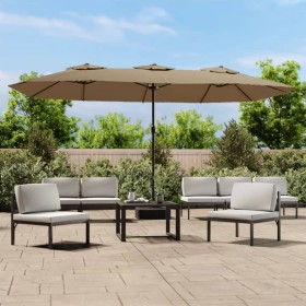 vidaXL Doppelsonnenschirm mit LEDs Taupe 449x245 cm