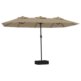 vidaXL Doppelsonnenschirm mit LEDs Taupe 449x245 cm