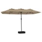 vidaXL Doppelsonnenschirm mit LEDs Taupe 449x245 cm vidaXL Doppelsonnenschirm mit LEDs Taupe 449x245 cm