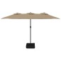 vidaXL Doppelsonnenschirm mit LEDs Taupe 449x245 cm vidaXL Doppelsonnenschirm mit LEDs Taupe 449x245 cm