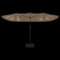vidaXL Doppelsonnenschirm mit LEDs Taupe 449x245 cm vidaXL Doppelsonnenschirm mit LEDs Taupe 449x245 cm