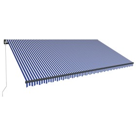 vidaXL Markise Manuell Einziehbar mit LED 600x300 cm Blau & Weiß