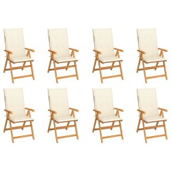 Garten-Liegestühle mit Kissen 8 Stk. Massivholz Teak