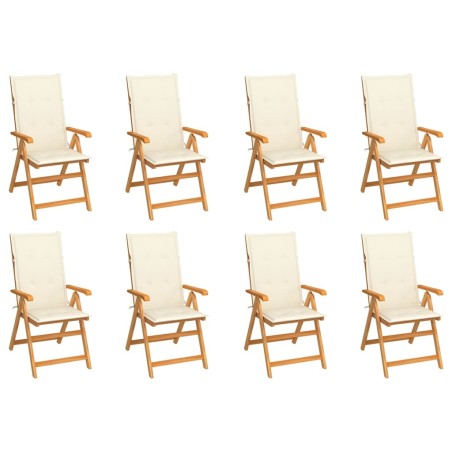 Garten-Liegestühle mit Kissen 8 Stk. Massivholz Teak