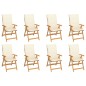 Garten-Liegestühle mit Kissen 8 Stk. Massivholz Teak Garten-Liegestühle mit Kissen 8 Stk. Massivholz Teak